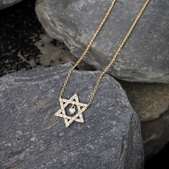 Heart Centered 14K (or 18k upon request) Gold Star Of David Necklace - Picture 3 of 8
